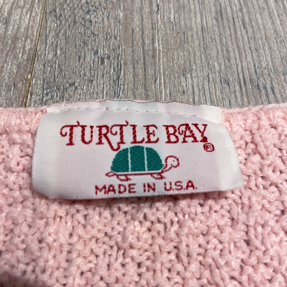 Vintage Turtle Bay Pink Black Striped Crew Neck Short Sleeve Sleeveless Sweater - Picture 4 of 13